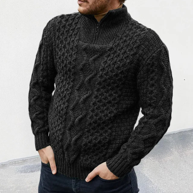 Luxury Knitted Sweater for Men - KnitCraft-Black-M-Nora Luxe