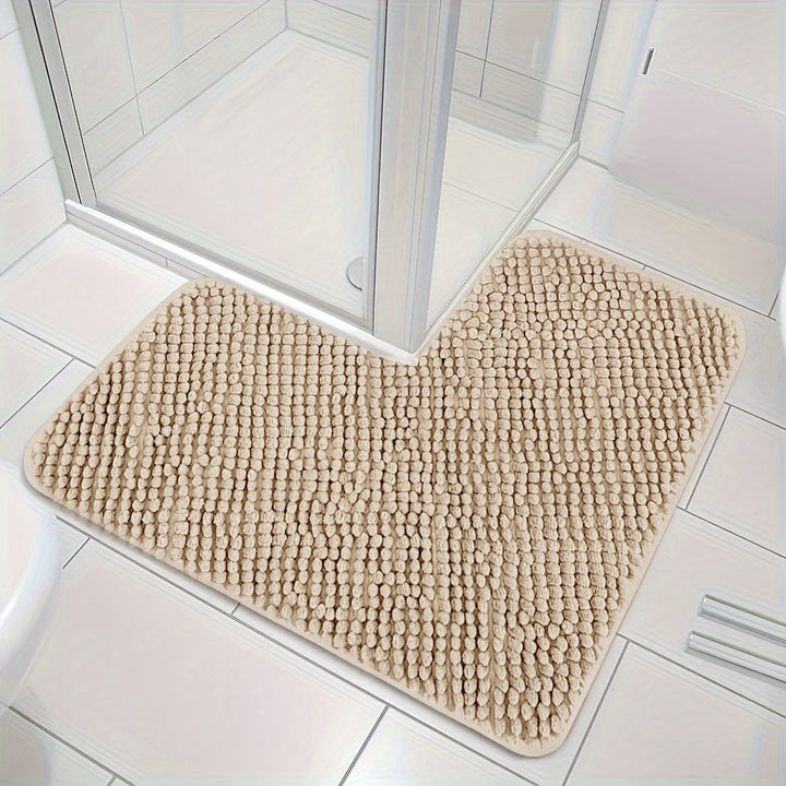 Luxury L-shaped Non-slip Corner Shower Mat - Evelyn-Beige-15.75 inches x 15.75 inches x 31.5 inches-Nora Luxe