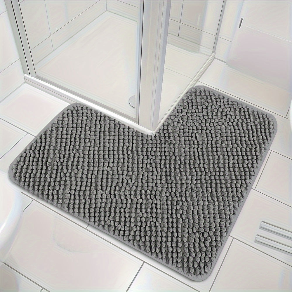Luxury L-shaped Non-slip Corner Shower Mat - Evelyn-Gray-15.75 inches x 15.75 inches x 31.5 inches-Nora Luxe