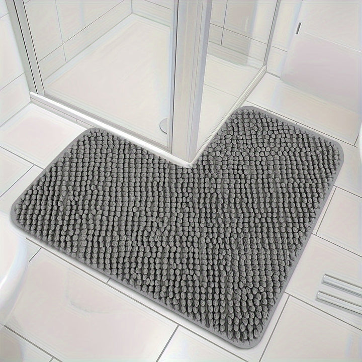 Luxury L-shaped Non-slip Corner Shower Mat - Evelyn-Gray-15.75 inches x 15.75 inches x 31.5 inches-Nora Luxe