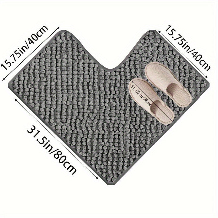Luxury L-shaped Non-slip Corner Shower Mat - Evelyn-Gray-15.75 inches x 15.75 inches x 31.5 inches-Nora Luxe