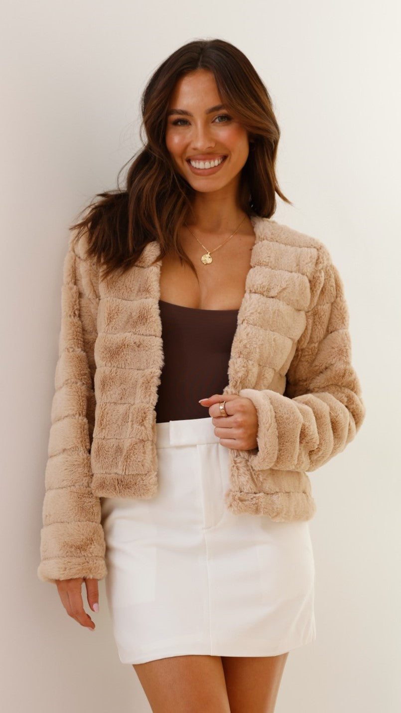 Luxury Ladies Crop Jacket - Veloura-Brown-XS-Nora Luxe