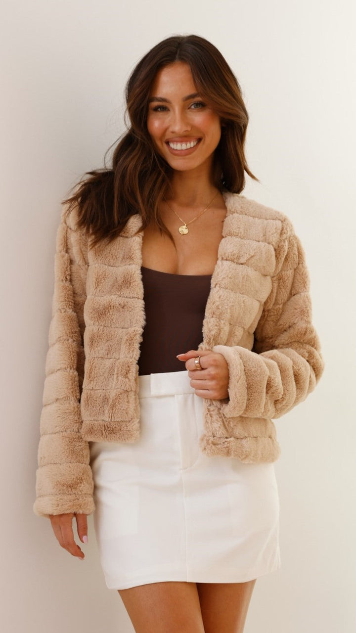 Luxury Ladies Crop Jacket - Veloura-Brown-XS-Nora Luxe