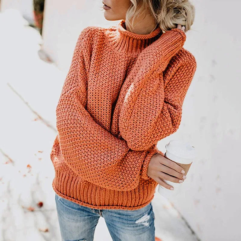 Luxury Ladies Roll Neck - Emma-Orange-S-Nora Luxe
