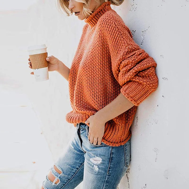 Luxury Ladies Roll Neck - Emma-Orange-S-Nora Luxe