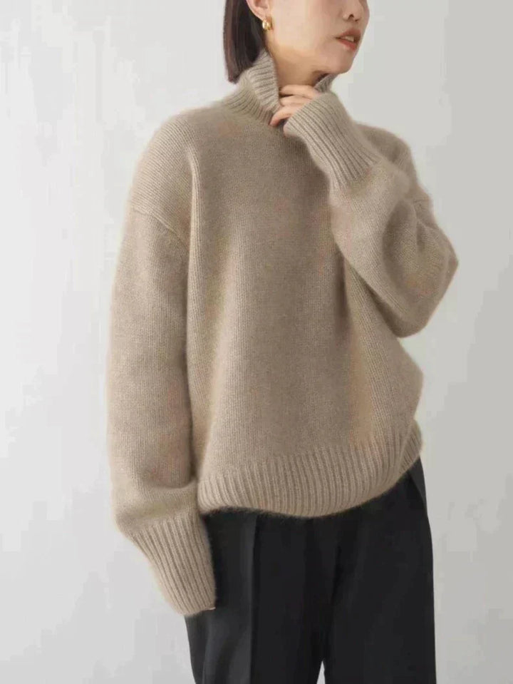 Luxury Ladies Turtleneck - Elara-Khaki-S-Nora Luxe