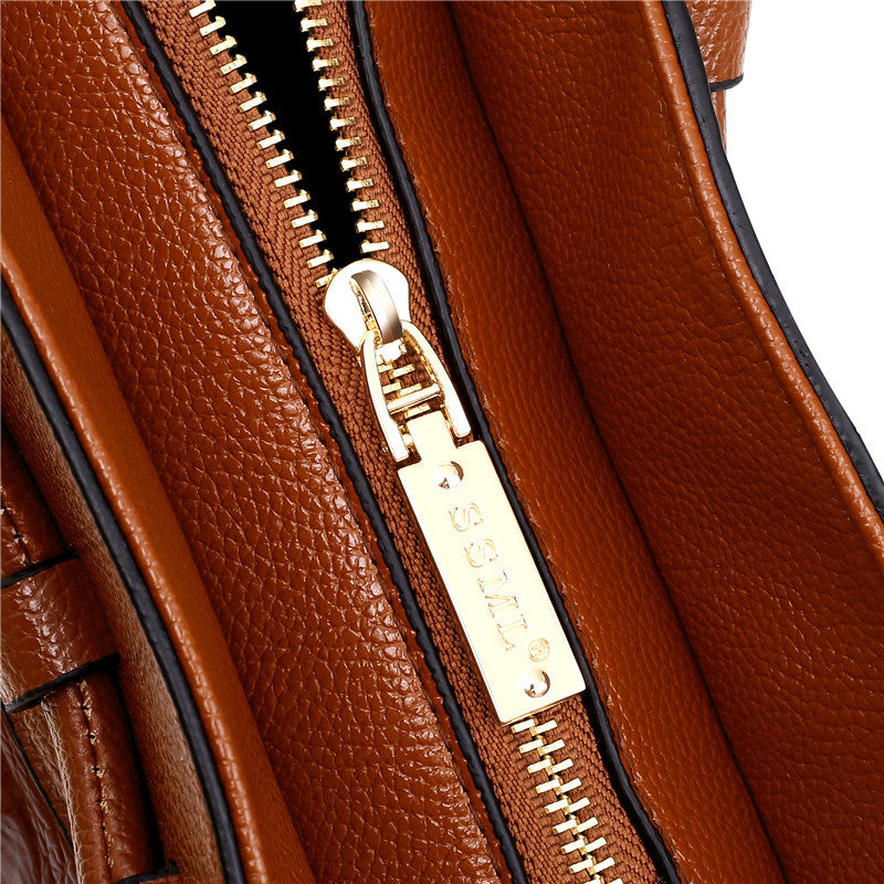 Luxury Leather Shoulder Bag - Liva-Gray-Nora Luxe