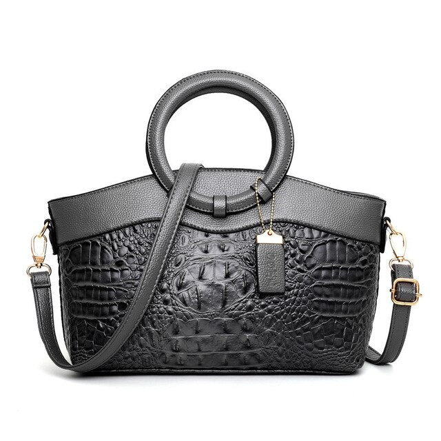 Luxury Leather Shoulder Bag - Liva-Gray-Nora Luxe