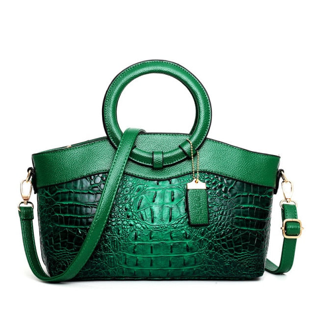 Luxury Leather Shoulder Bag - Liva-Green-Nora Luxe