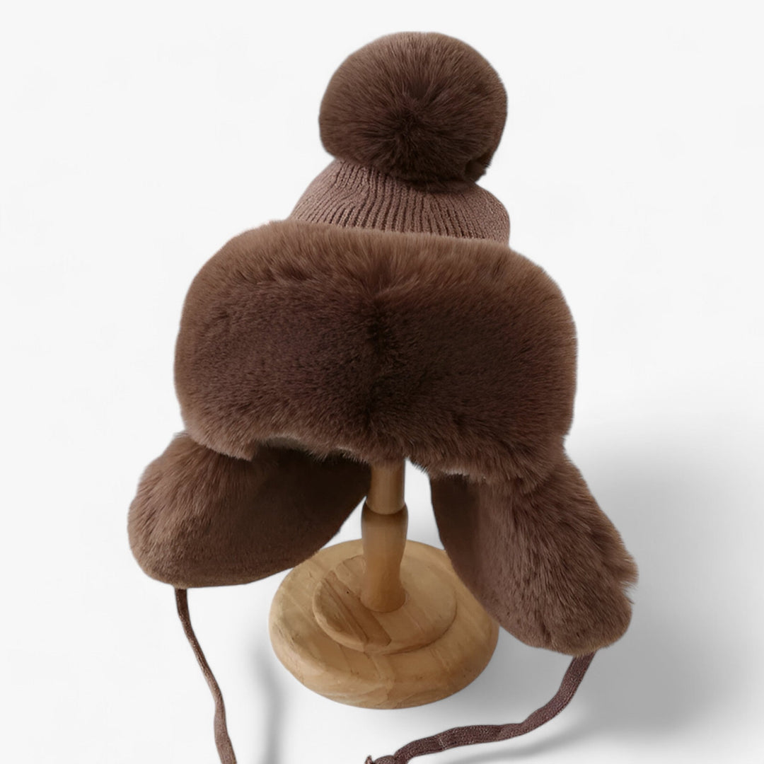 Luxury Lei Feng Hat with Warm Ear Flaps - ArcticCharm-Brown-Adult-Nora Luxe