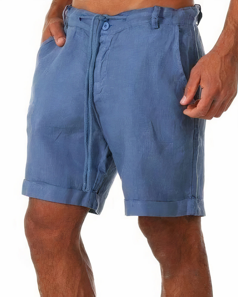 Luxury Linen Men's Shorts - Armand-Blue-S-Nora Luxe