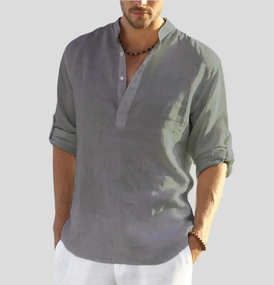 Luxury Linen Shirt - Hugo-Gray-S-Nora Luxe