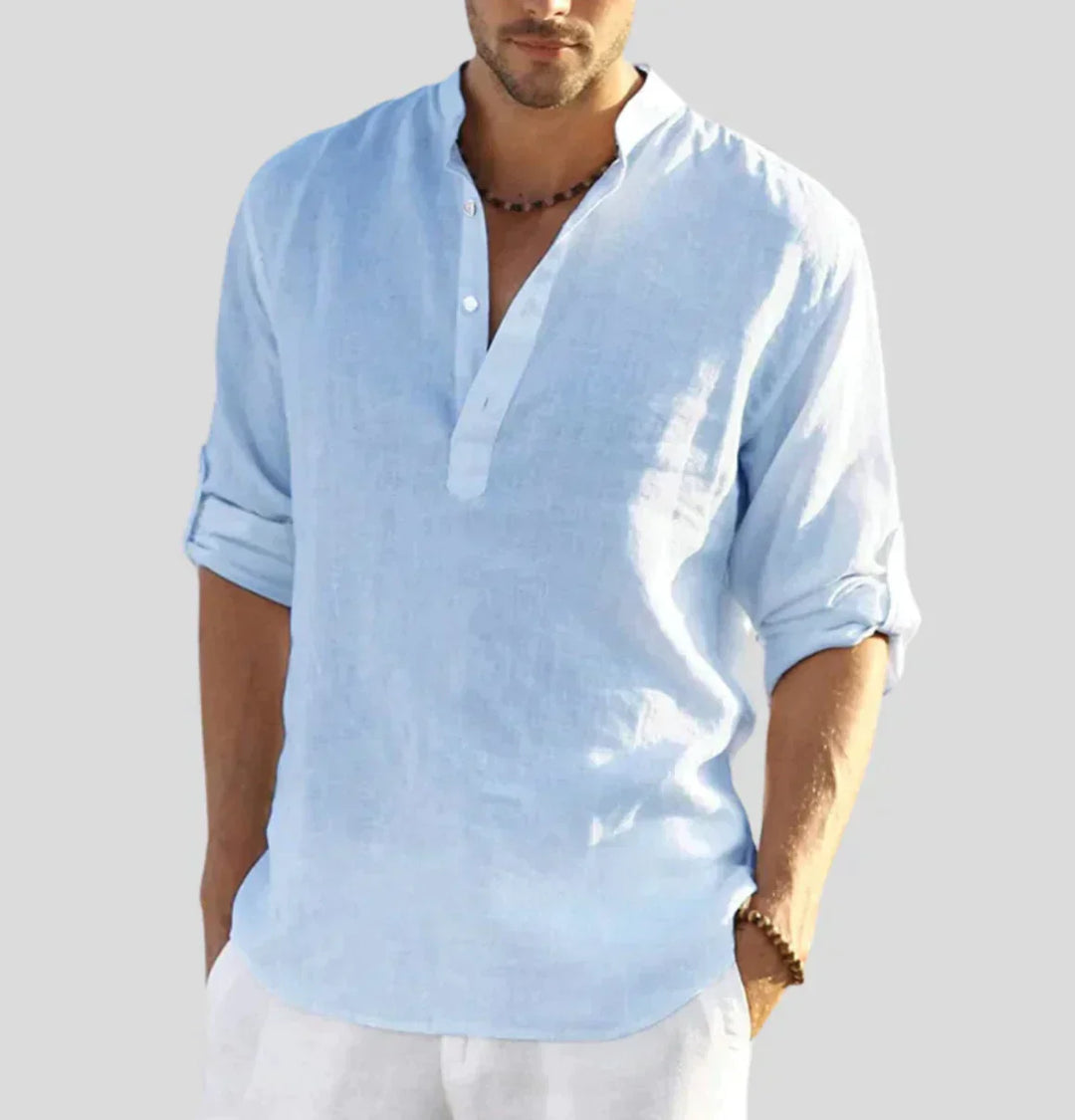 Luxury Linen Shirt - Hugo-Light blue-S-Nora Luxe