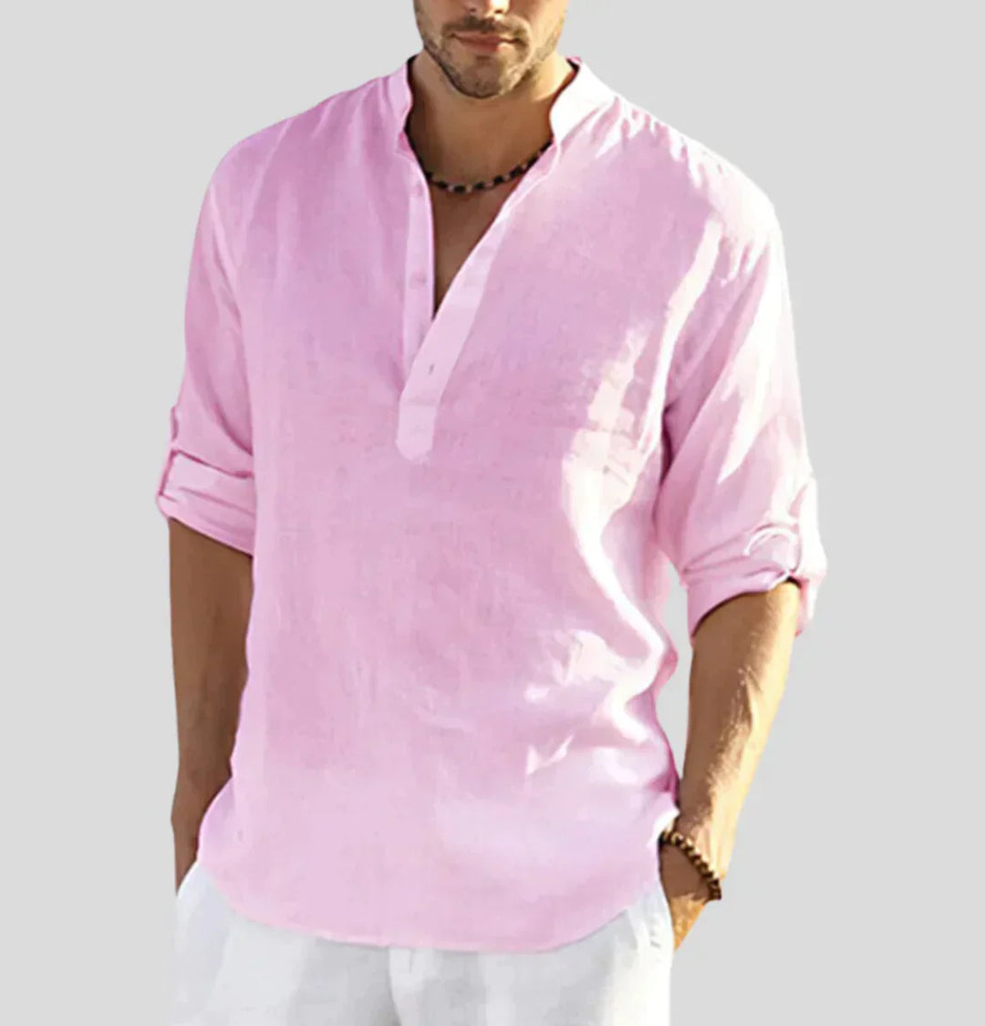 Luxury Linen Shirt - Hugo-Pink-S-Nora Luxe