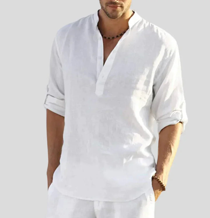 Luxury Linen Shirt - Hugo-White-S-Nora Luxe
