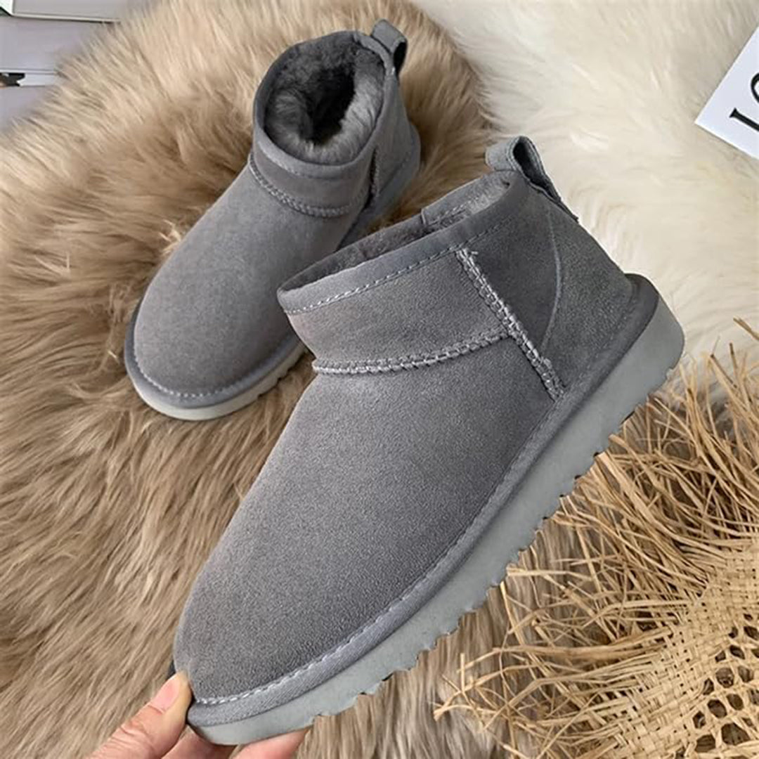 Luxury Low Winter Boots with Fur - Isabella-Gray-4.0-Nora Luxe
