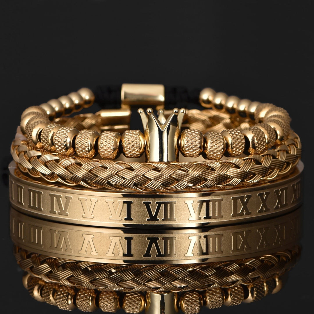 Luxury Men's Bracelet Set – Julius-Golden Crown Set-The Livary