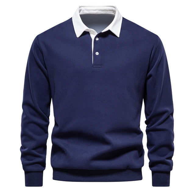 Luxury Men's Polo Sweater - Oliver-Dark Blue-S-Nora Luxe