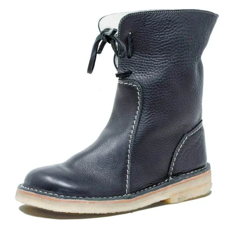 Luxury Mid Calf Padded Ladies' Boots - Sophia Hike Boot-Black-4.0-Nora Luxe