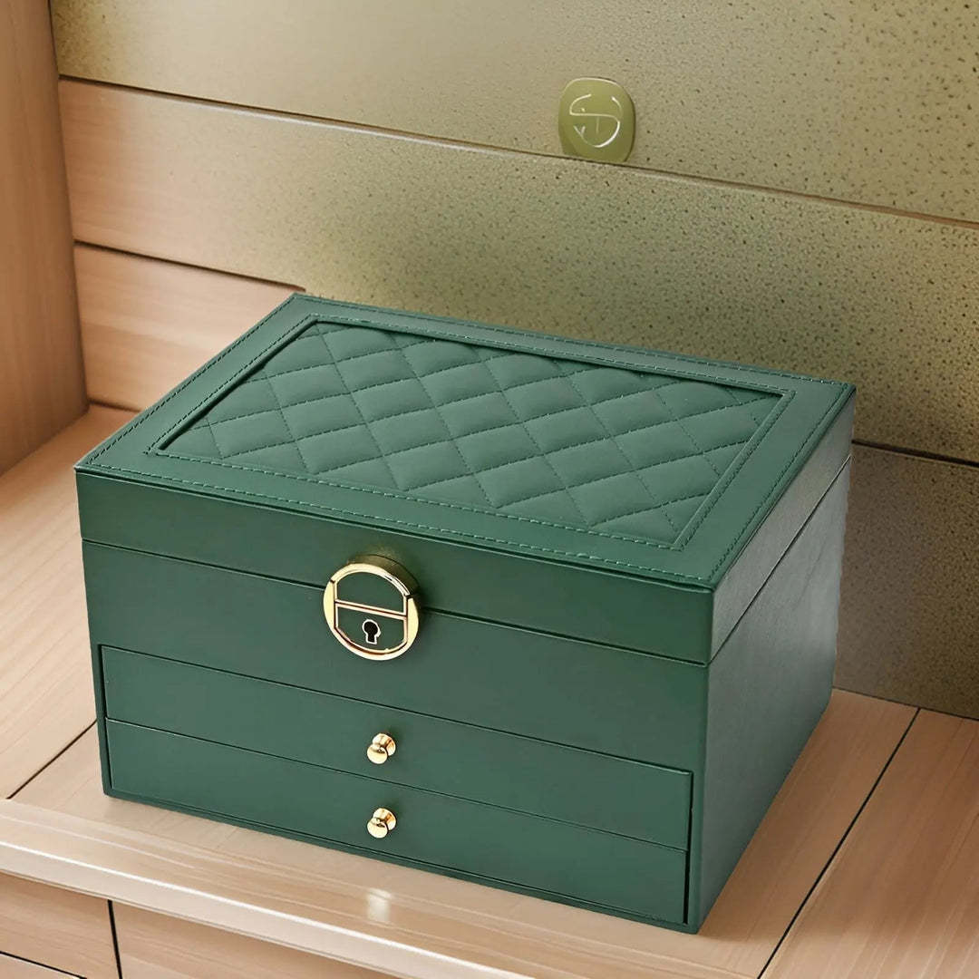Luxury Multi-Layer Jewellery Box - EleganceBox-Green-Nora Luxe