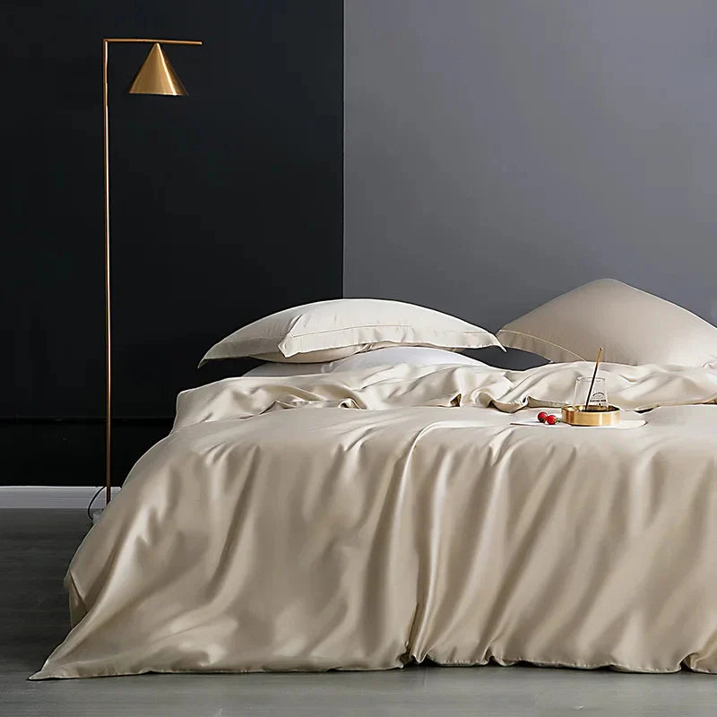 Luxury Natural Silk Duvet Cover - SilkEssence-Beige-59.06 inches Bed-Nora Luxe
