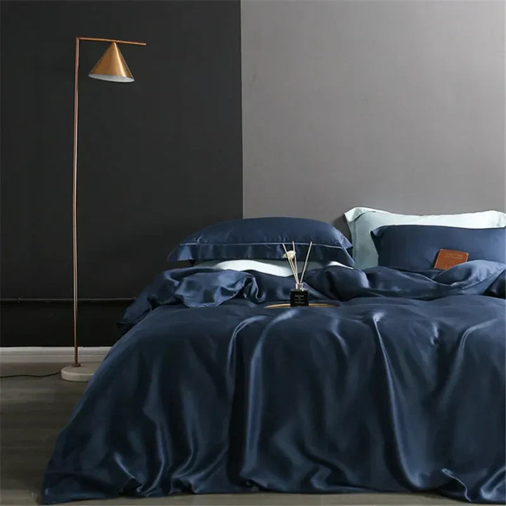 Luxury Natural Silk Duvet Cover - SilkEssence-Blue-59.06 inches Bed-Nora Luxe
