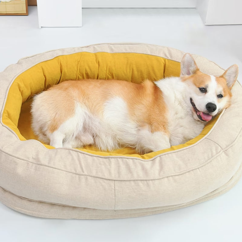Luxury Orthopaedic Dog Bed - OrthoDonut-Yellow-M-Nora Luxe
