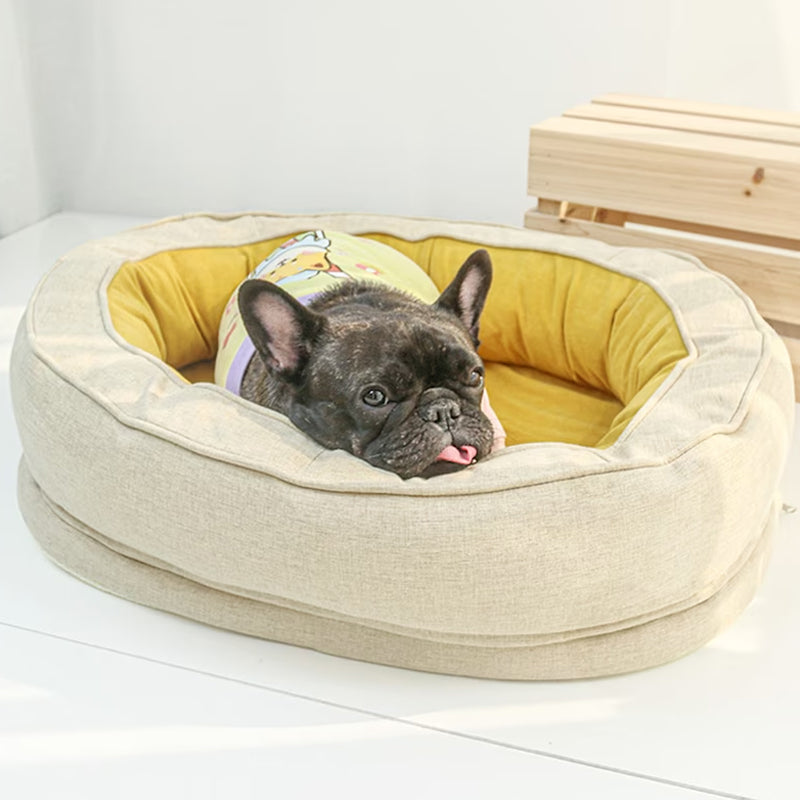 Luxury Orthopaedic Dog Bed - OrthoDonut-Yellow-M-Nora Luxe