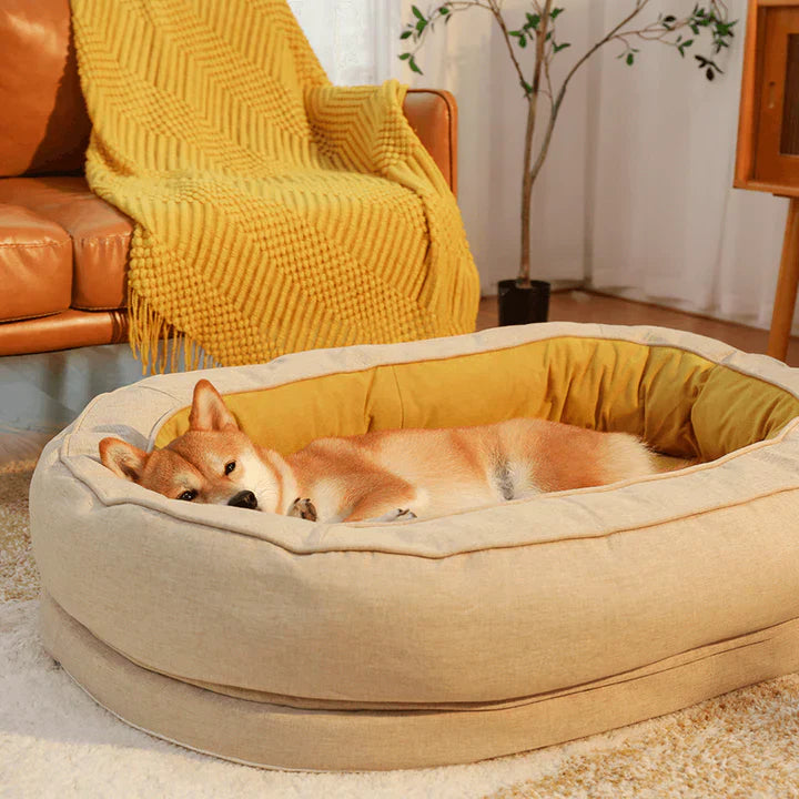Luxury Orthopaedic Dog Bed - OrthoDonut-Yellow-M-Nora Luxe