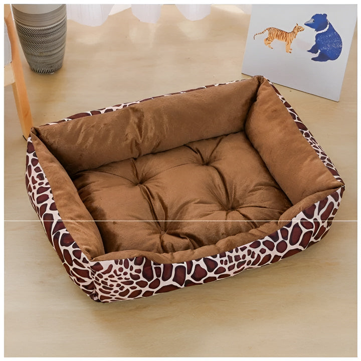 Luxury Orthopedic Plush Pet Bed - PlushNest-Giraffe Pattern-XS (15.75 inches x 11.81 inches)-Nora Luxe