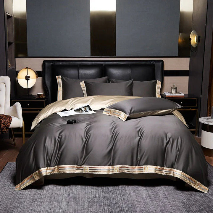 Luxury Satin Bedding Set 4-Piece - OpulenceSleep-Gray-1.5m 78.74 × 90.55 in-Nora Luxe
