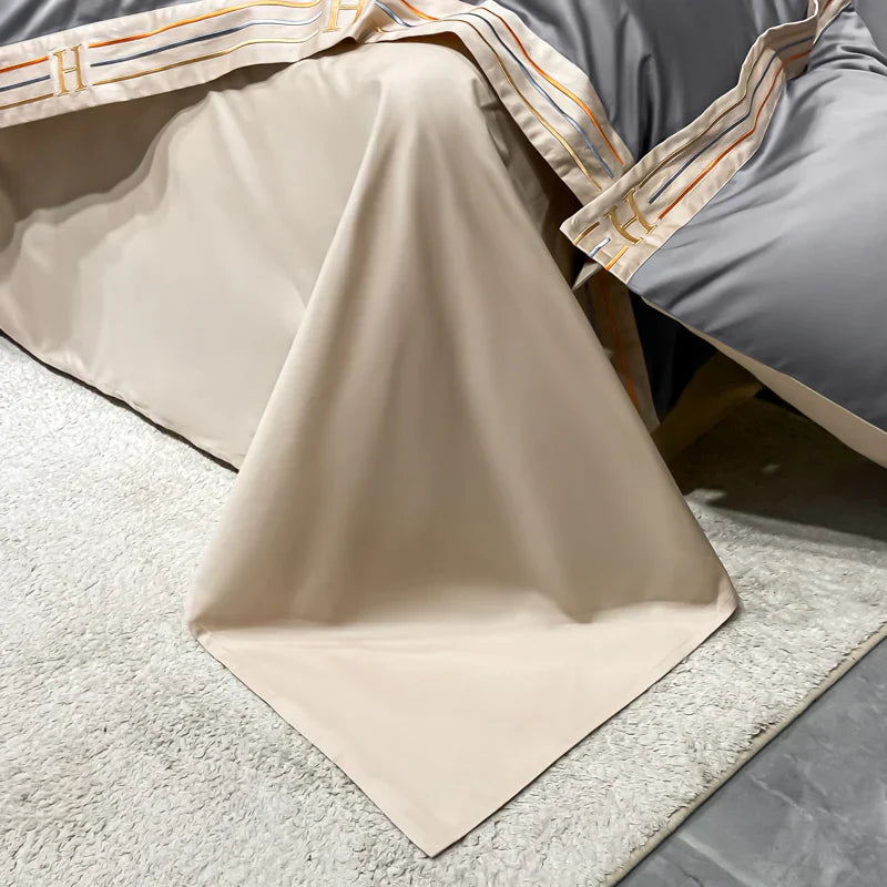 Luxury Satin Bedding Set 4-Piece - OpulenceSleep-Gray-1.5m 78.74 × 90.55 in-Nora Luxe