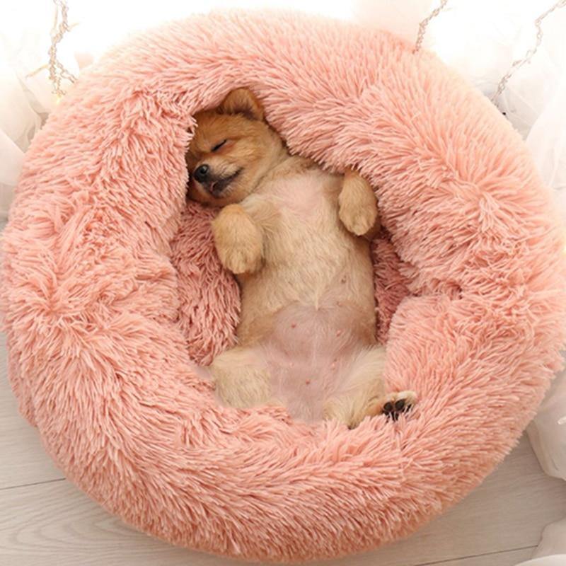Luxury Soft Plush Dog Bed - FluffyNest-Pink-S '15.75 inches'-Nora Luxe