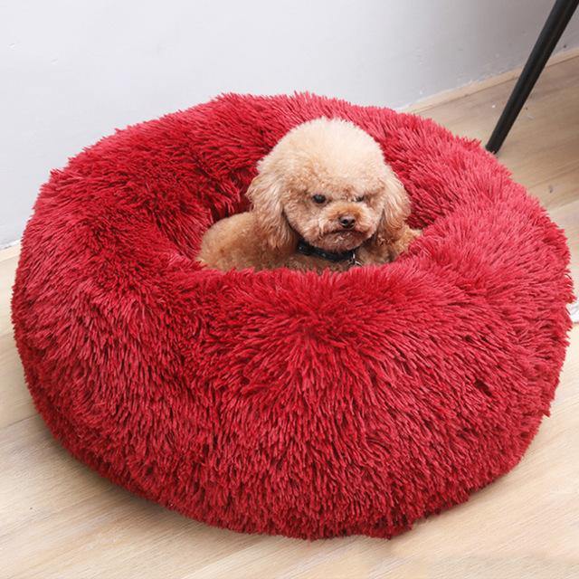 Luxury Soft Plush Dog Bed - FluffyNest-Red-S '15.75 inches'-Nora Luxe