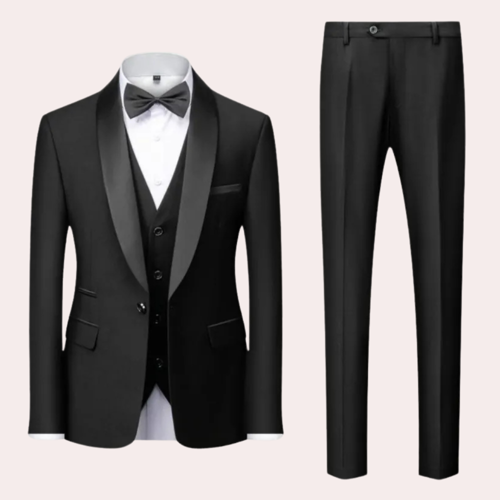 Luxury Three-Piece Suit for Men - Dante-Black-S-Nora Luxe