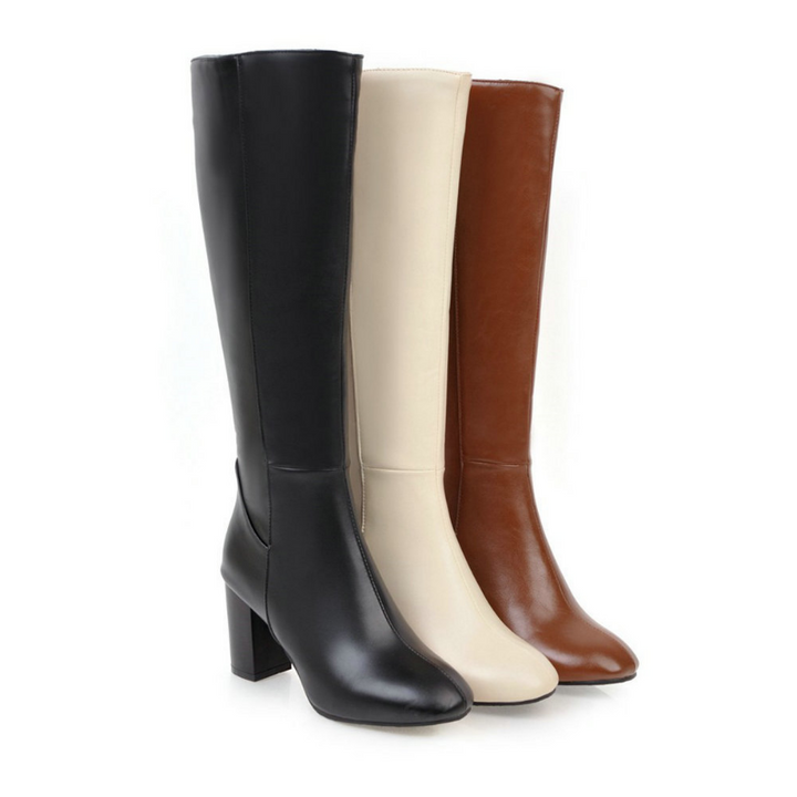 Luxury Vegan Leather Ankle Boots with Zip - Eden-Brown-2.5-Nora Luxe