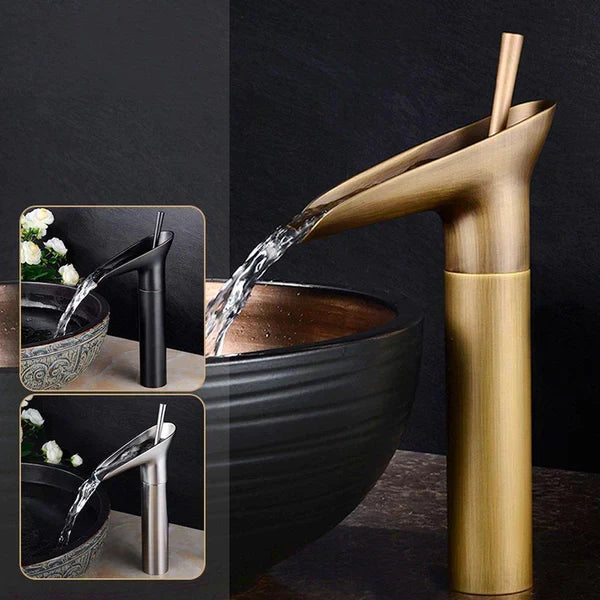 Luxury Waterfall Basin Tap - CascadeFlow-Antique Short-Nora Luxe