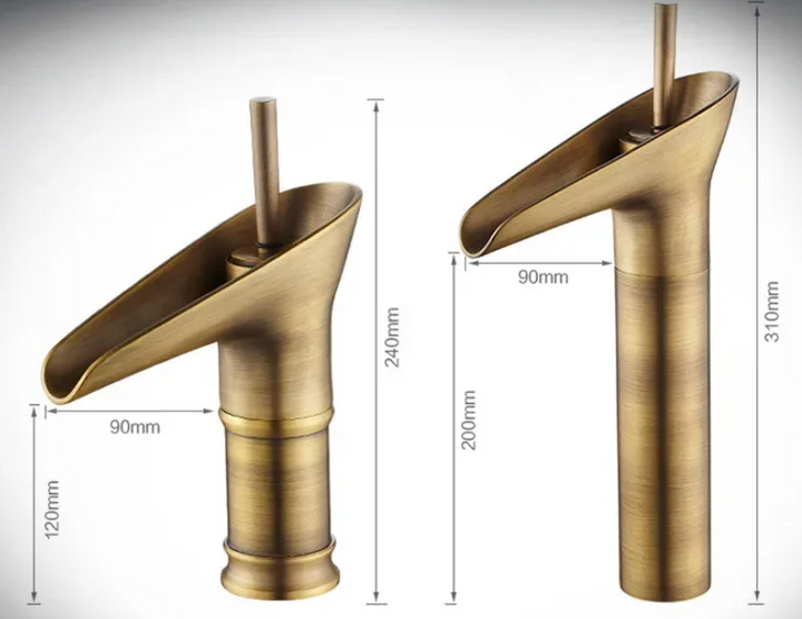 Luxury Waterfall Basin Tap - CascadeFlow-Antique Short-Nora Luxe
