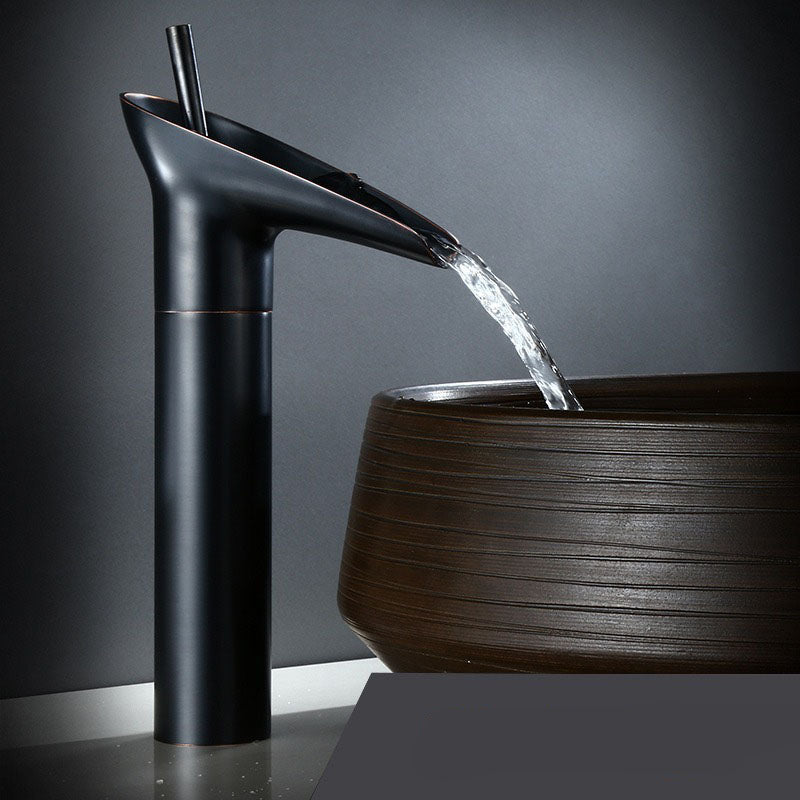 Luxury Waterfall Basin Tap - CascadeFlow-Black High-Nora Luxe