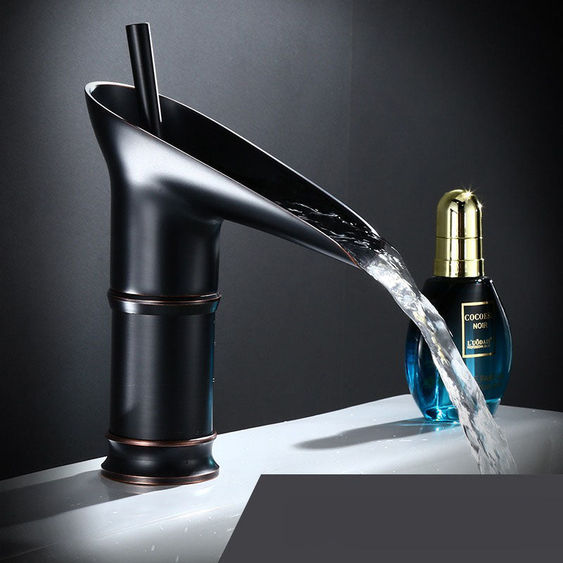 Luxury Waterfall Basin Tap - CascadeFlow-Black Short-Nora Luxe