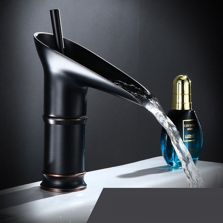 Luxury Waterfall Basin Tap - CascadeFlow-Black Short-Nora Luxe