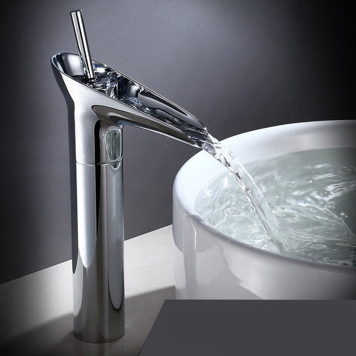 Luxury Waterfall Basin Tap - CascadeFlow-Chromium High-Nora Luxe