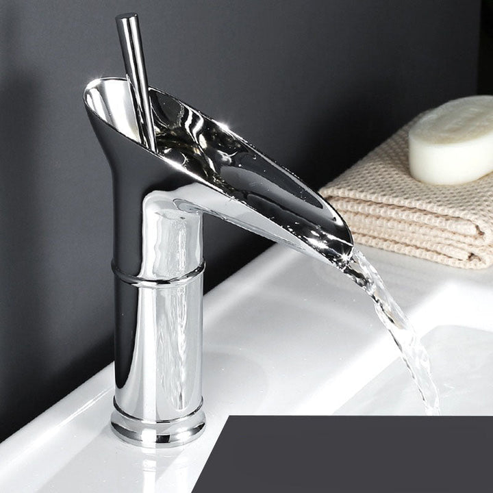 Luxury Waterfall Basin Tap - CascadeFlow-Chromium Short-Nora Luxe