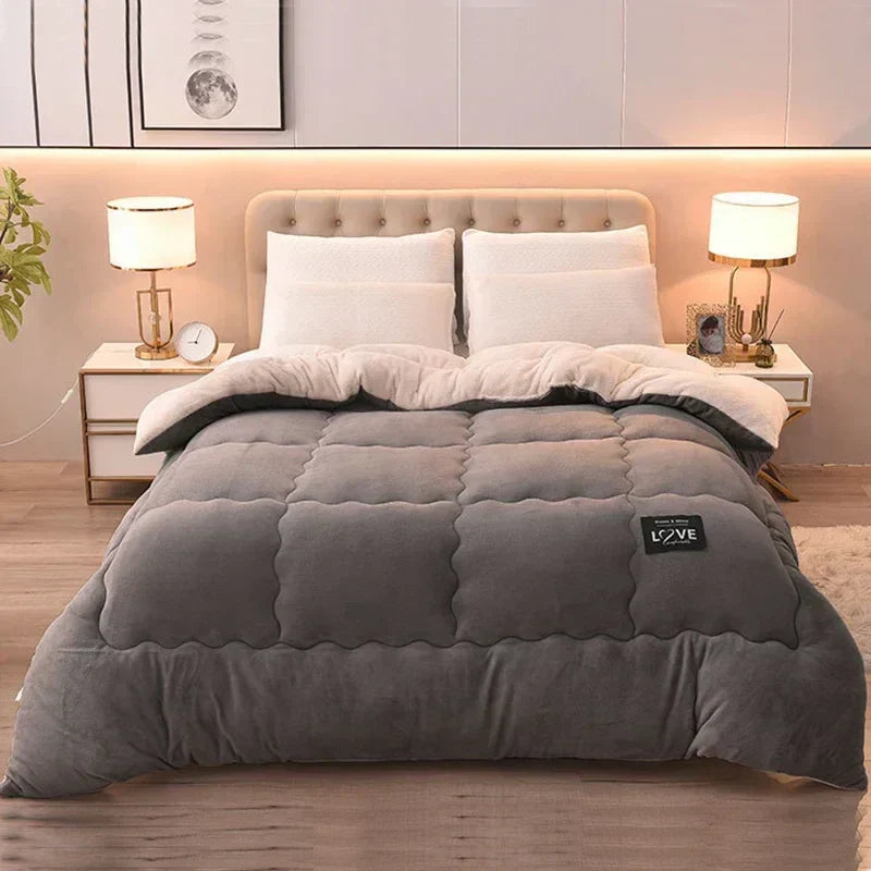 Luxury Winter Duvet with Double Flannel Fleece - FrostGuard-Gray-59.06 inches-Nora Luxe