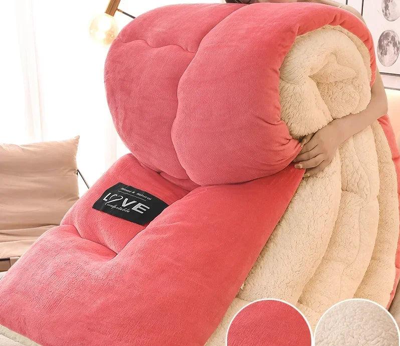 Luxury Winter Duvet with Double Flannel Fleece - FrostGuard-Pink-59.06 inches-Nora Luxe