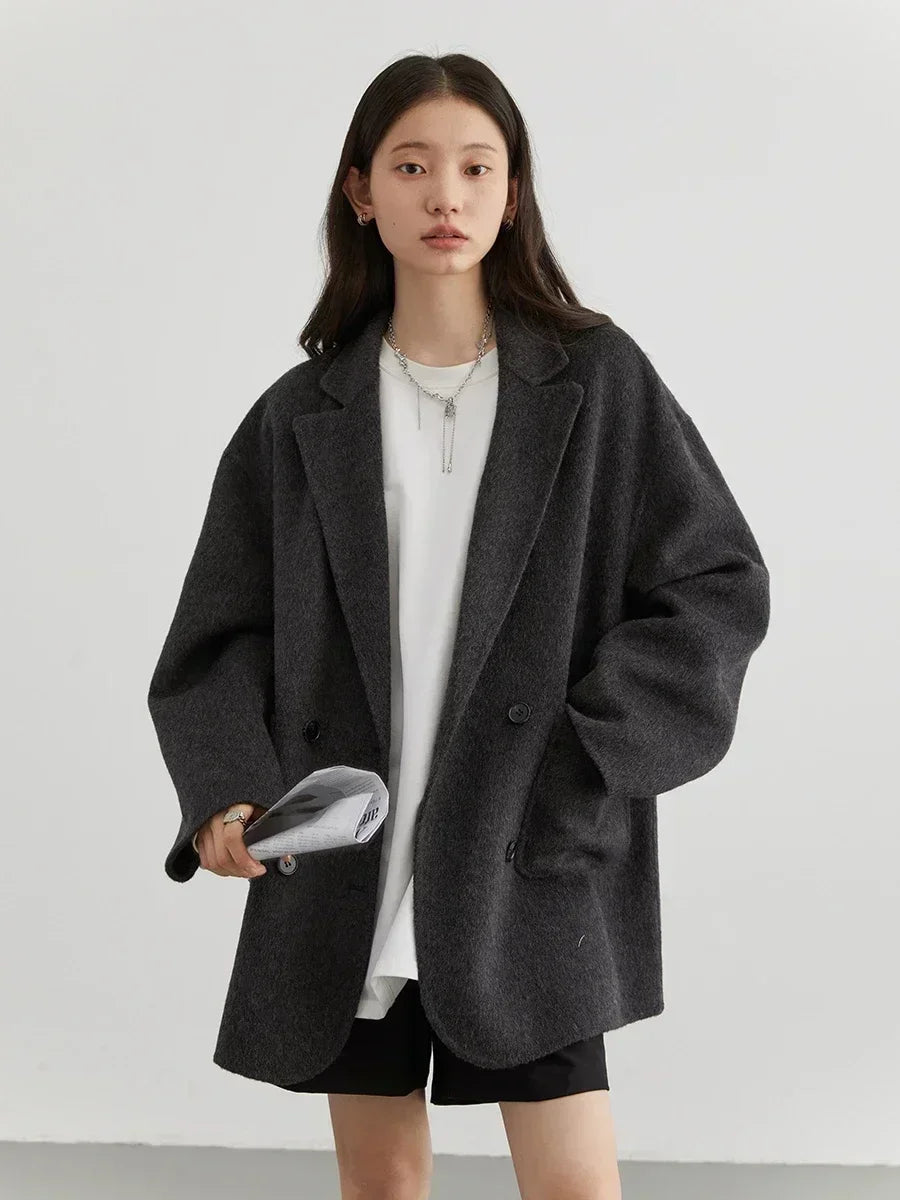 Luxury Wool Women's Coat - Aurora-Dark gray-S-Nora Luxe