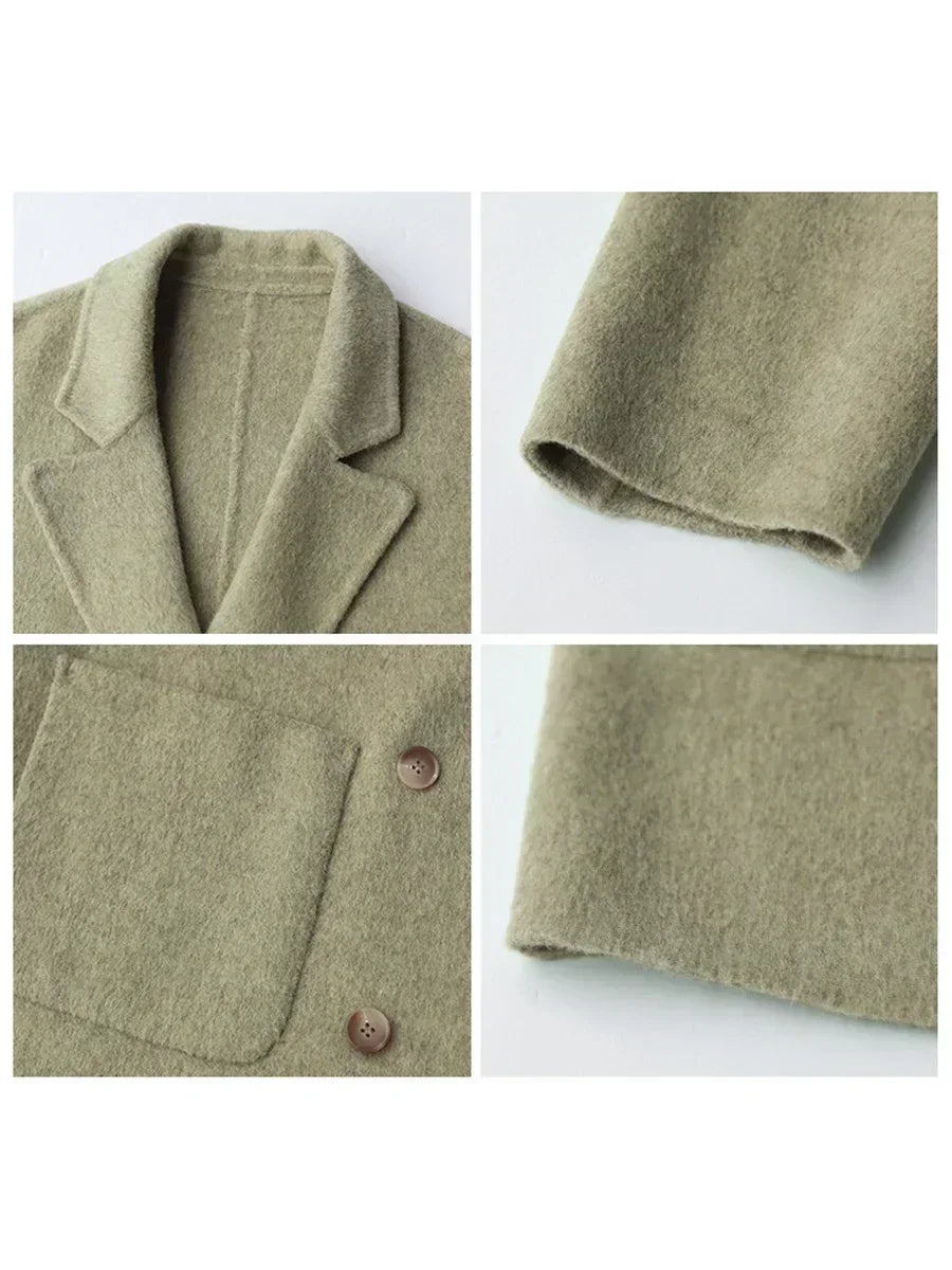 Luxury Wool Women's Coat - Aurora-Green Banana-S-Nora Luxe