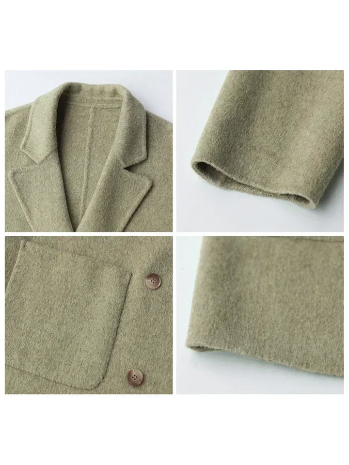 Luxury Wool Women's Coat - Aurora-Green Banana-S-Nora Luxe