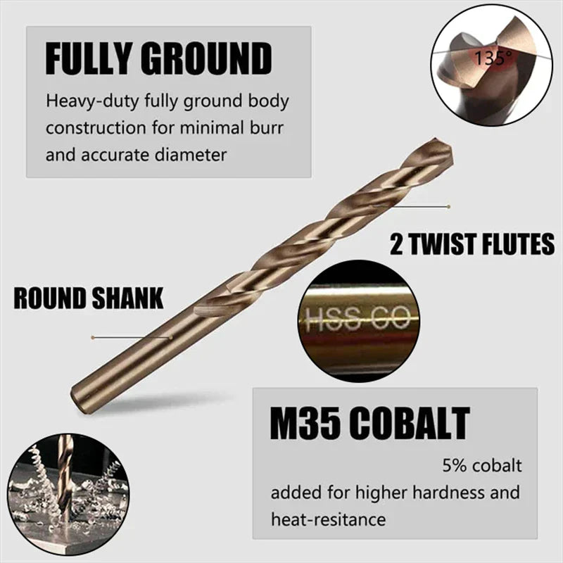 M35 5% Cobalt Twist Drill Bit Set - KobaltBohr-Nora Luxe