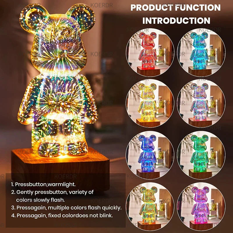 Firework Projection Children's Night Light | Bear Cute Unique Multicolour Fireworks ...